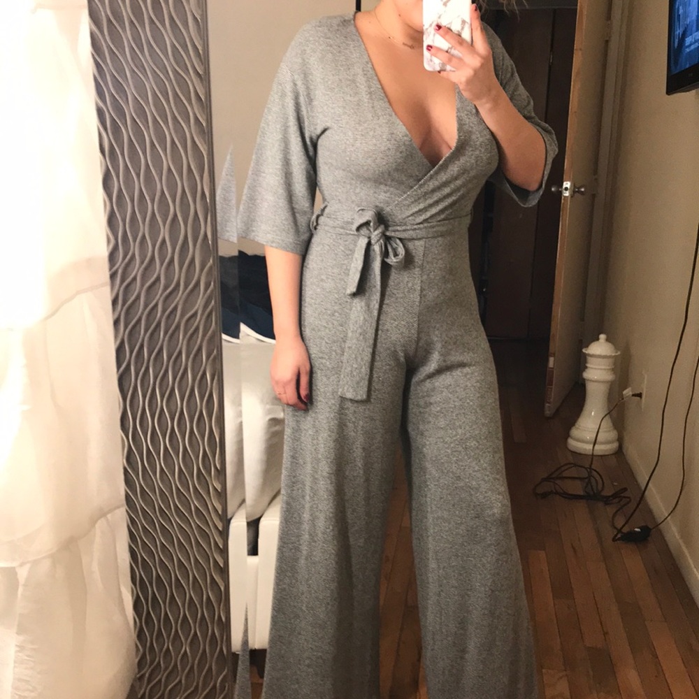 Grey knit jumpsuit small